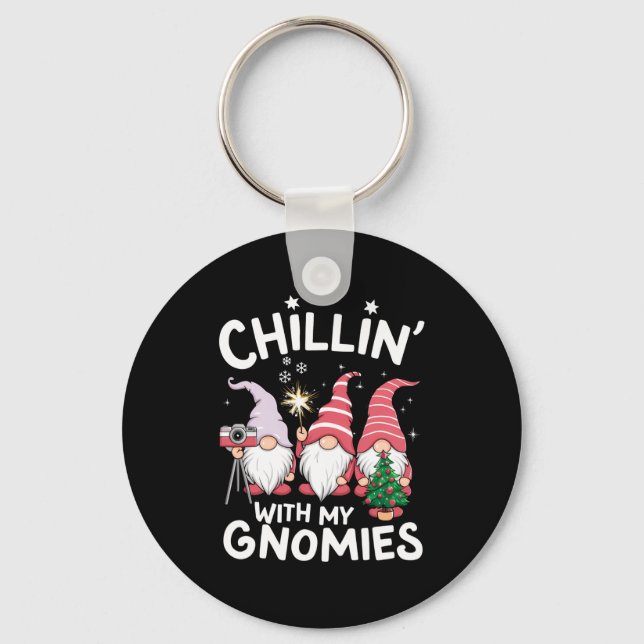 Gnome Family Christmas Chillin With My Gnomies _1  Key Ring (Front)