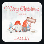 Gnome Family of Four Christmas Sticker<br><div class="desc">Gnome Family of Four Christmas Sticker

Sweet and fun gnome family Christmas sticker featuring a family of four.  A dad gnome,  mom gnome and female and male children or kids.  This Christmas sticker is a addition for your friends and family presents.</div>