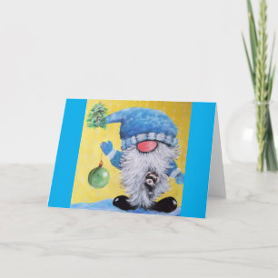 Gnome & Ferret Xmas Blank Christmas Greeting Card