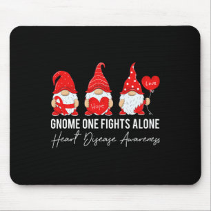 Gnome Fights Heart Disease Awareness Month Red Rib Mouse Mat