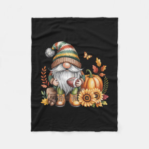 Gnome Footll Season Thanksgiving Fall Leaves Autum Fleece Blanket