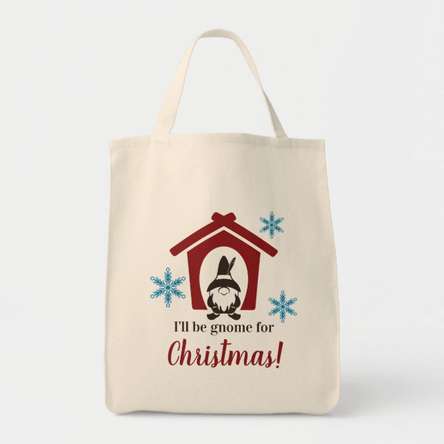 Gnome for Christmas Custom Colours Tote Bag (Front)