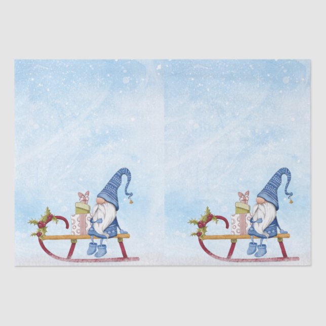 Gnome for Christmas Decorated Sleigh  Tissue Paper (Front)