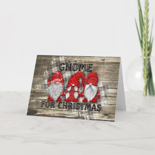 Gnome For Christmas Plaid Rustic Country Farmhouse Card