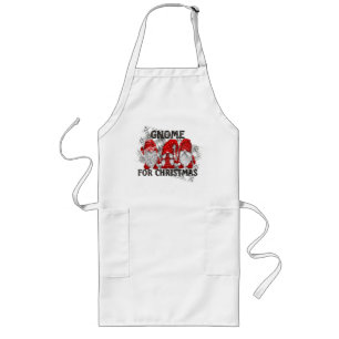 Gnome For Christmas Plaid Rustic Country Farmhouse Long Apron