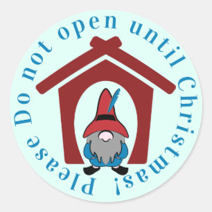 Gnome for Christmas Red Blue Classic Round Sticker