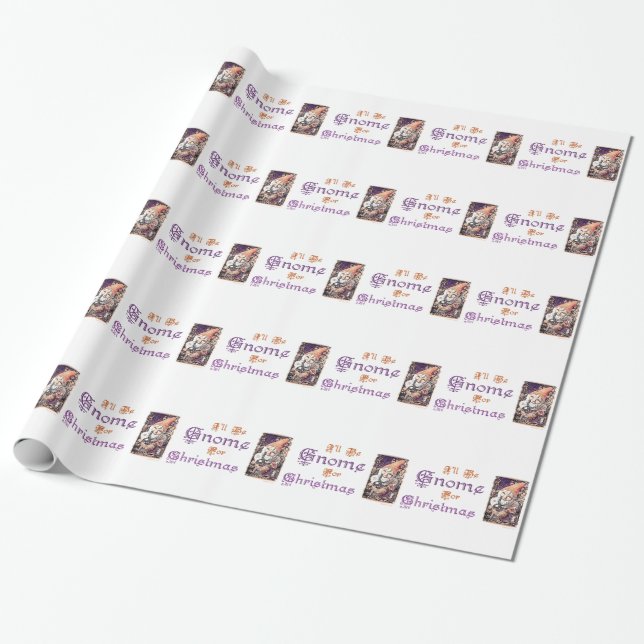 Gnome for Christmas Wrapping Paper (Unrolled)