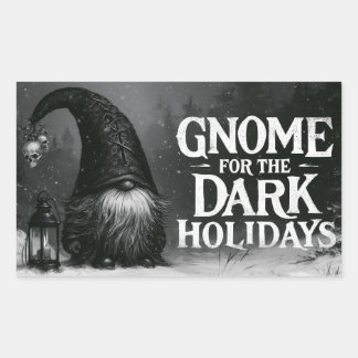 Gnome for the Dark Holidays Spooky Winter Design Rectangular Sticker