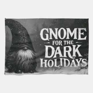 Gnome for the Dark Holidays Spooky Winter Design Tea Towel