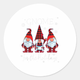 Gnome for the Holidays Buffalo Plaid 3 Classic Round Sticker