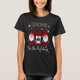 Gnome For The Holidays Buffalo Plaid 3 Gnomes Chri T-Shirt