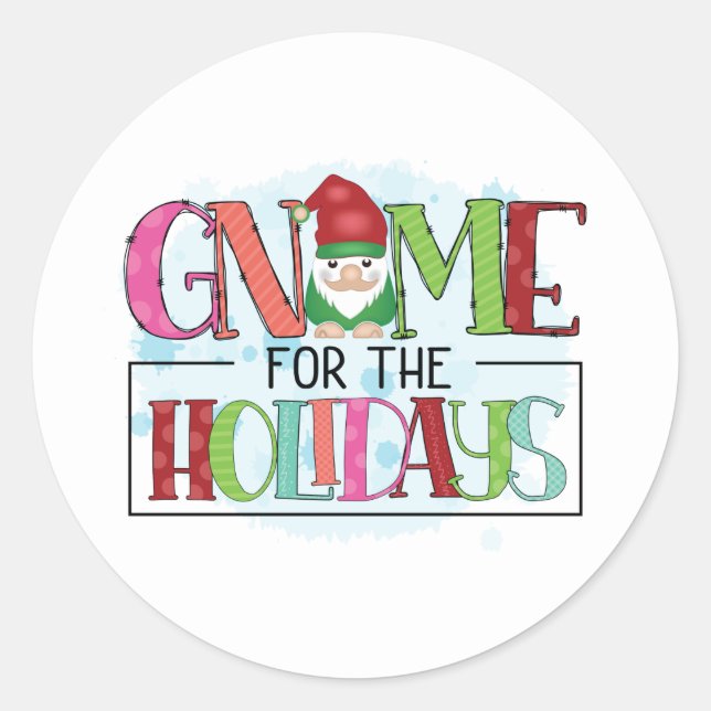 Gnome For The Holidays Christmas Classic Round Sticker (Front)