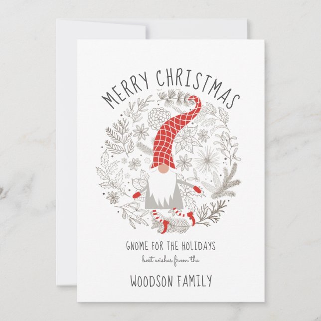 Gnome For The Holidays Elf Christmas Flat Card (Front)