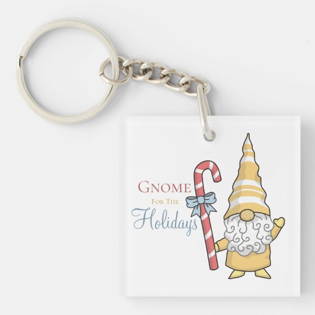 Gnome For The Holidays Festive Christmas Key Ring (Front)