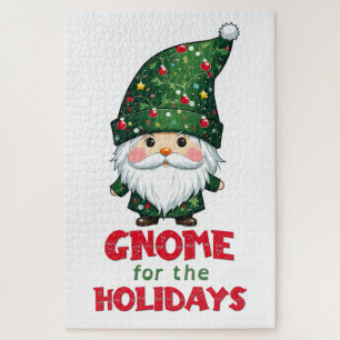 Gnome For The Holidays Funny & Adorable Christmas  Jigsaw Puzzle