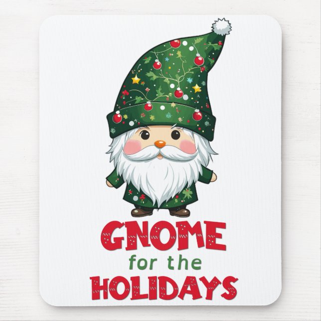 Gnome For The Holidays Funny & Adorable Christmas  Mouse Mat (Front)