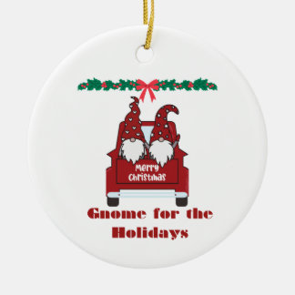 Gnome for the Holidays on a Ceramic Tree Decoration