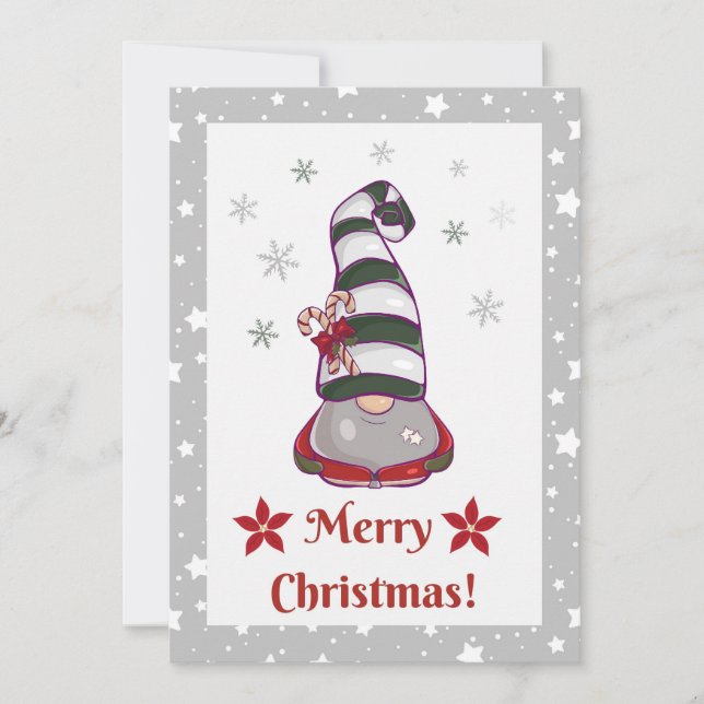 Gnome for the Holidays - Personalised Christmas Thank You Card (Front)