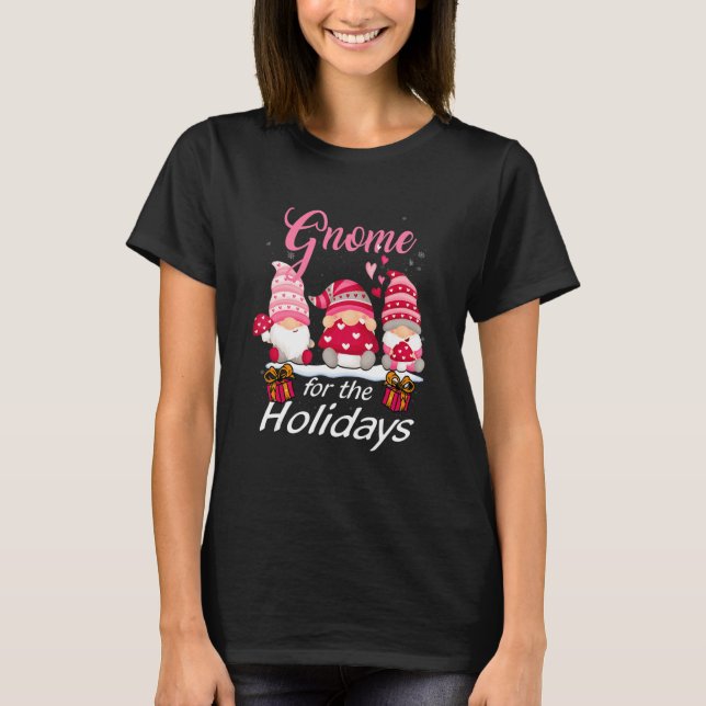 Gnome for the Holidays Three Gnomes Christmas Paja T-Shirt (Front)