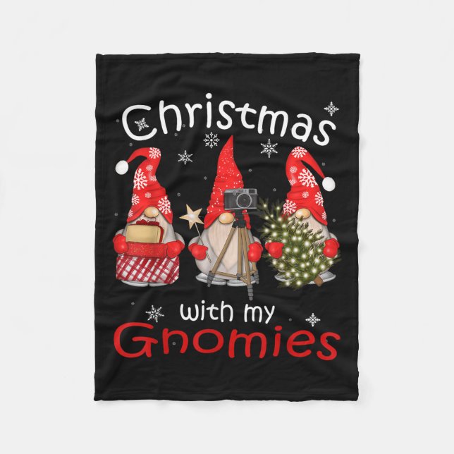 Gnome Funny Family Christmas Shirts Women 2024  Fleece Blanket (Front)