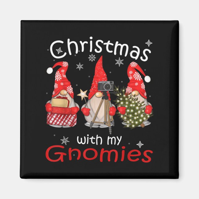 Gnome Funny Family Christmas Shirts Women 2024  Magnet (Front)