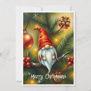 Gnome Funny Trendy Whimsical Fantasy No Photo Holiday Card