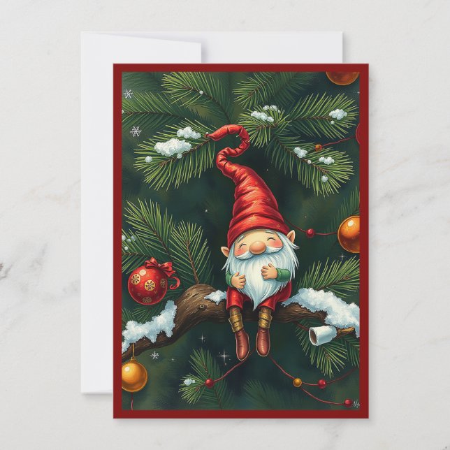 Gnome Funny Trendy Whimsical Fantasy No Photo  Holiday Card (Front)