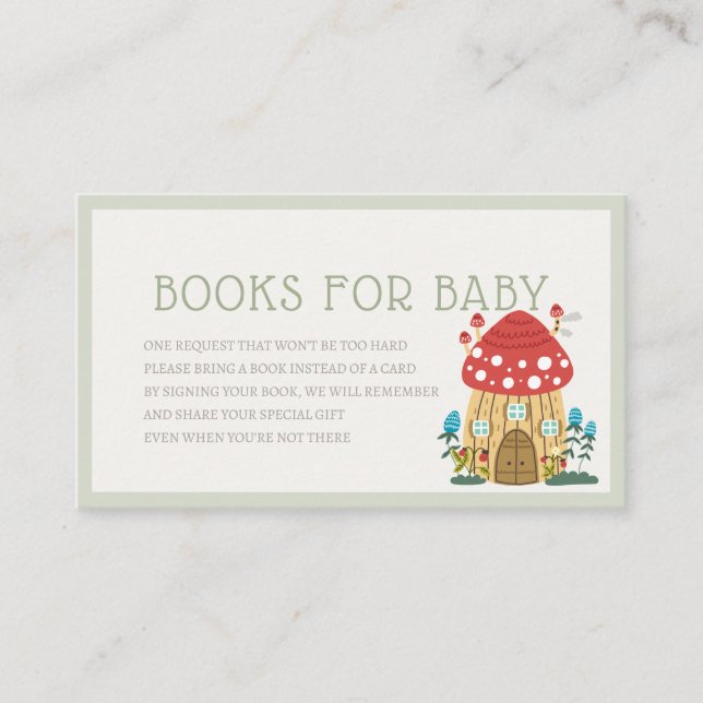 Gnome Garden Mushroom Green Book Request Enclosure Card (Front)