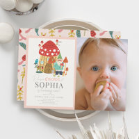 Gnome Garden Mushroom Pink 1st Birthday Photo