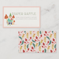 Gnome Garden Mushroom Pink Diaper Raffle Ticket
