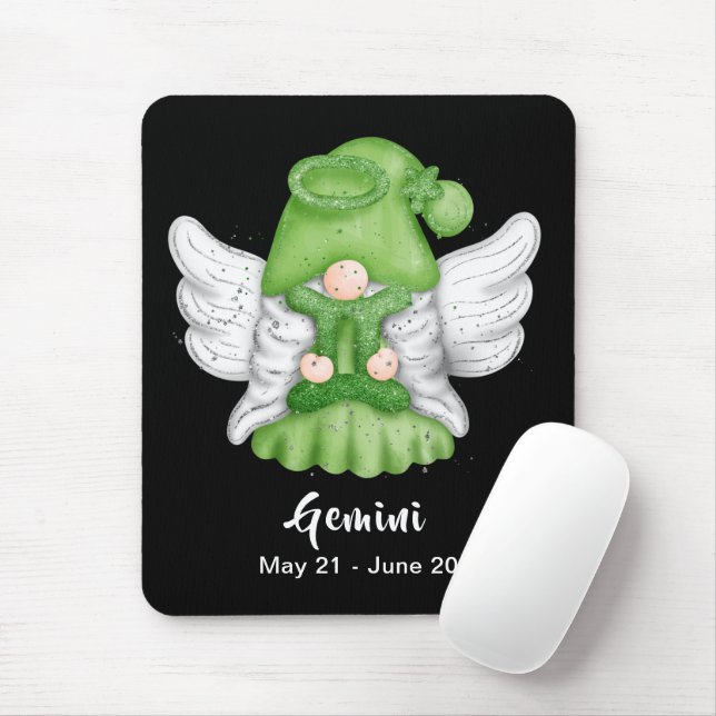 Gnome Gemini Astrology Sign Angel Mouse Pad (With Mouse)