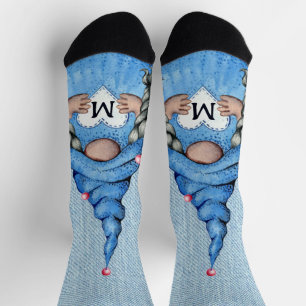Gnome Girl Denim Socks