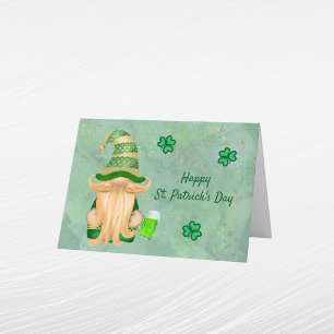 Gnome Gold Green Shamrock St Patricks Day Holiday Card