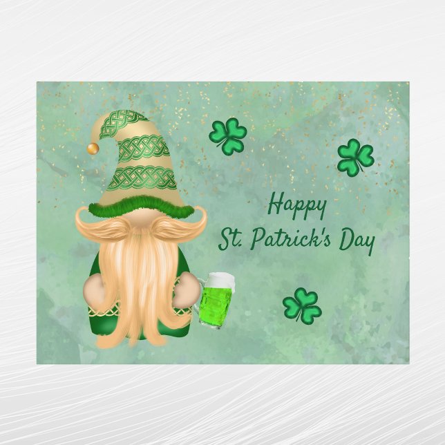 Gnome Green Gold Shamrock Beer St Patricks Day Holiday Postcard (Creator Uploaded)