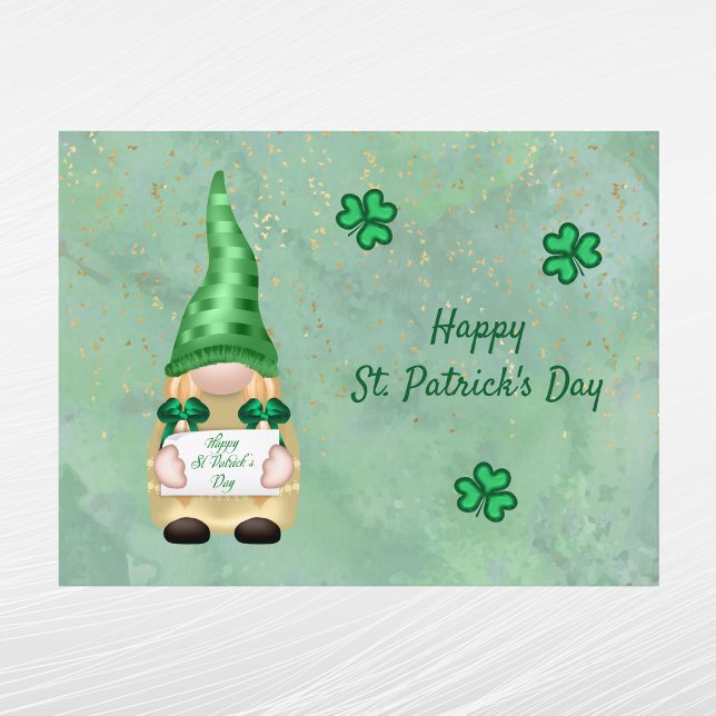 Gnome Green Gold Shamrock St Patricks Day Holiday Postcard (Creator Uploaded)