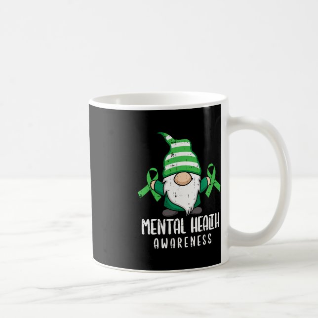 Gnome Green Ribbon Mental Health Awareness Warrior Coffee Mug (Right)