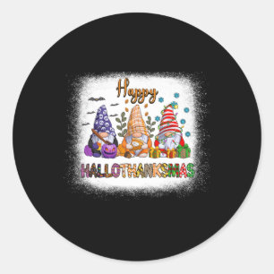 Gnome Halloween Thanksgiving Christmas Happy Hallo Classic Round Sticker