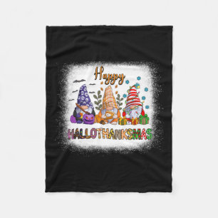 Gnome Halloween Thanksgiving Christmas Happy Hallo Fleece Blanket