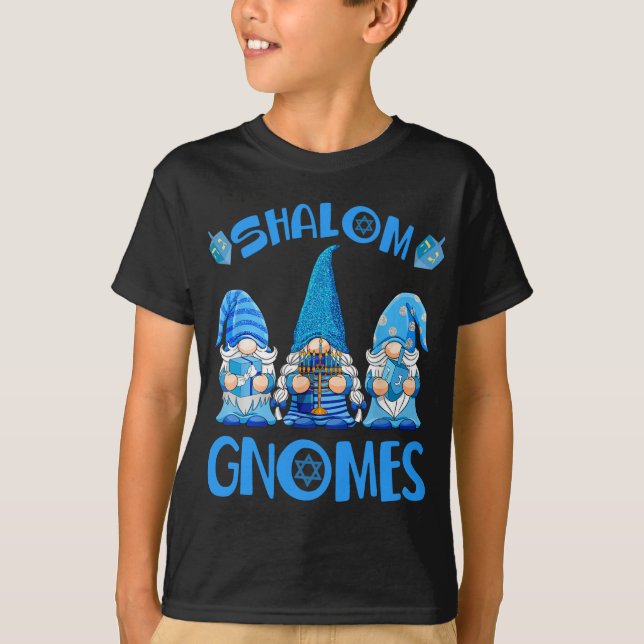Gnome Hanukkah Funny Jewish Shalom Gnomes Chanukah T-Shirt (Front)
