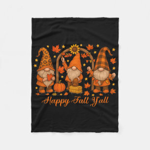 Gnome Happy Fall Yall Pumpkin Autumn Thanksgiving Fleece Blanket