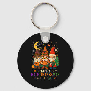 Gnome Happy Hallothanksmas Shirt Thanksgiving Xmas Key Ring