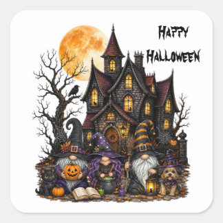 Gnome Happy Halloween Square Stickers