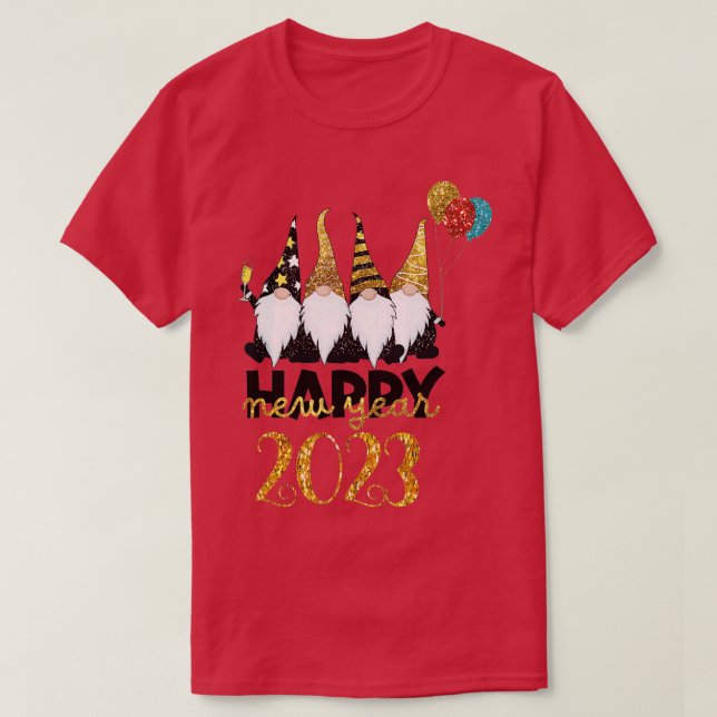 Gnome Happy New Year 2023  T-Shirt (Design Front)