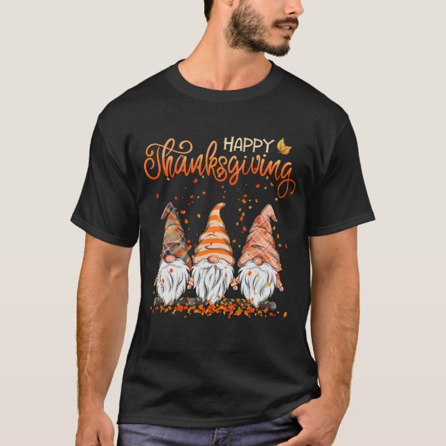 Gnome Happy Thanksgiving Autumn Fall Gnomies T-Shirt (Front)
