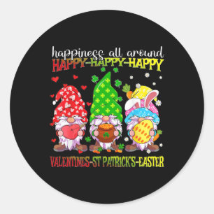 Gnome Happy Valentine St Patrick Easter Happiness Classic Round Sticker