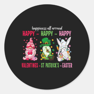 Gnome Happy Valentine St Patrick Easter Happiness Classic Round Sticker