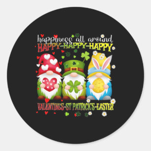 Gnome Happy Valentine St Patrick Easter Happiness Classic Round Sticker