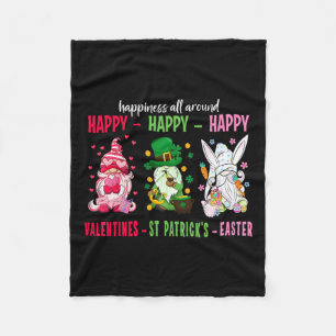 Gnome Happy Valentine St Patrick Easter Happiness Fleece Blanket