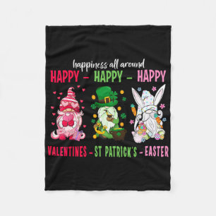 Gnome Happy Valentine St Patrick Easter Happiness Fleece Blanket