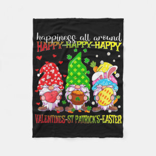 Gnome Happy Valentine St Patrick Easter Happiness Fleece Blanket
